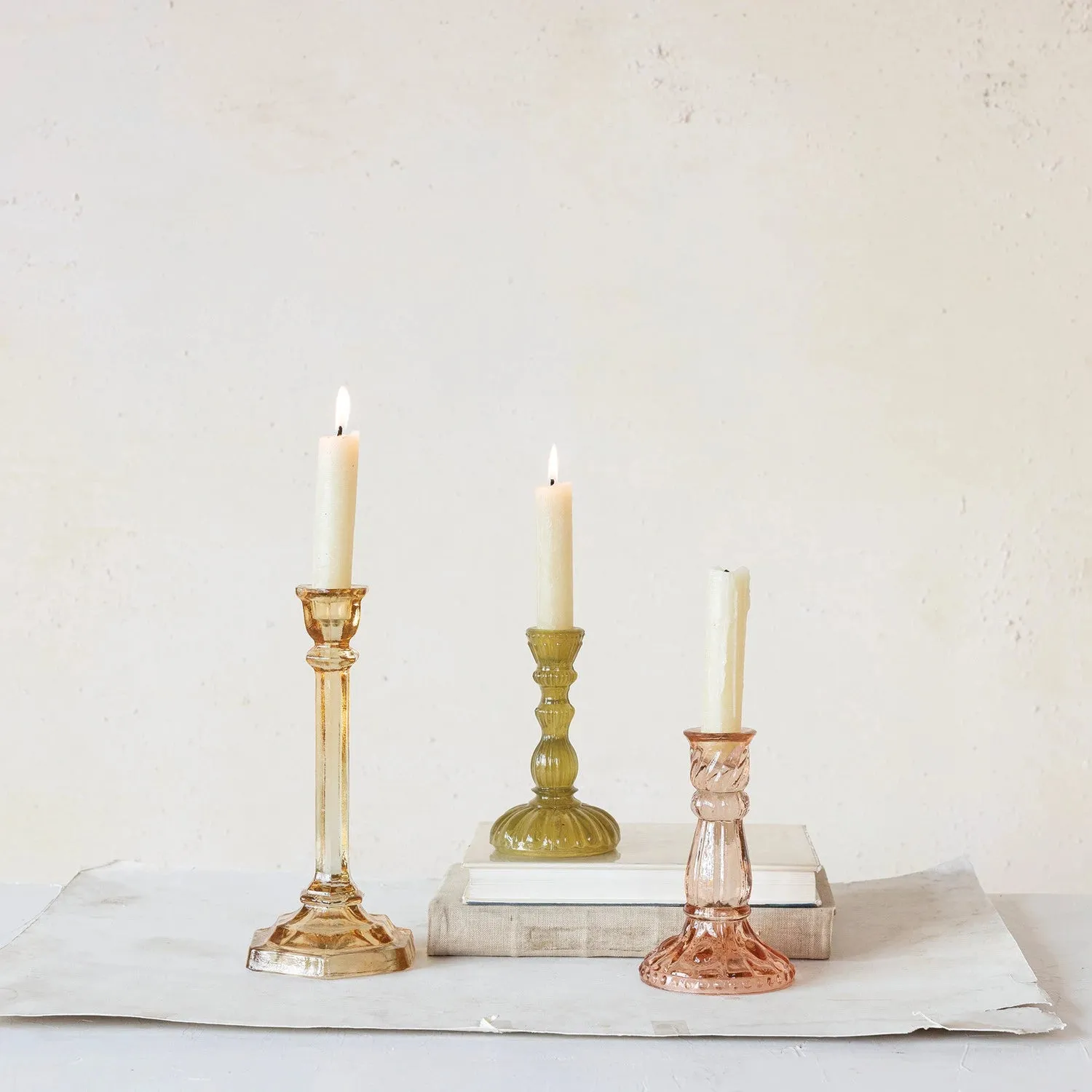Green Glass Candle Holder