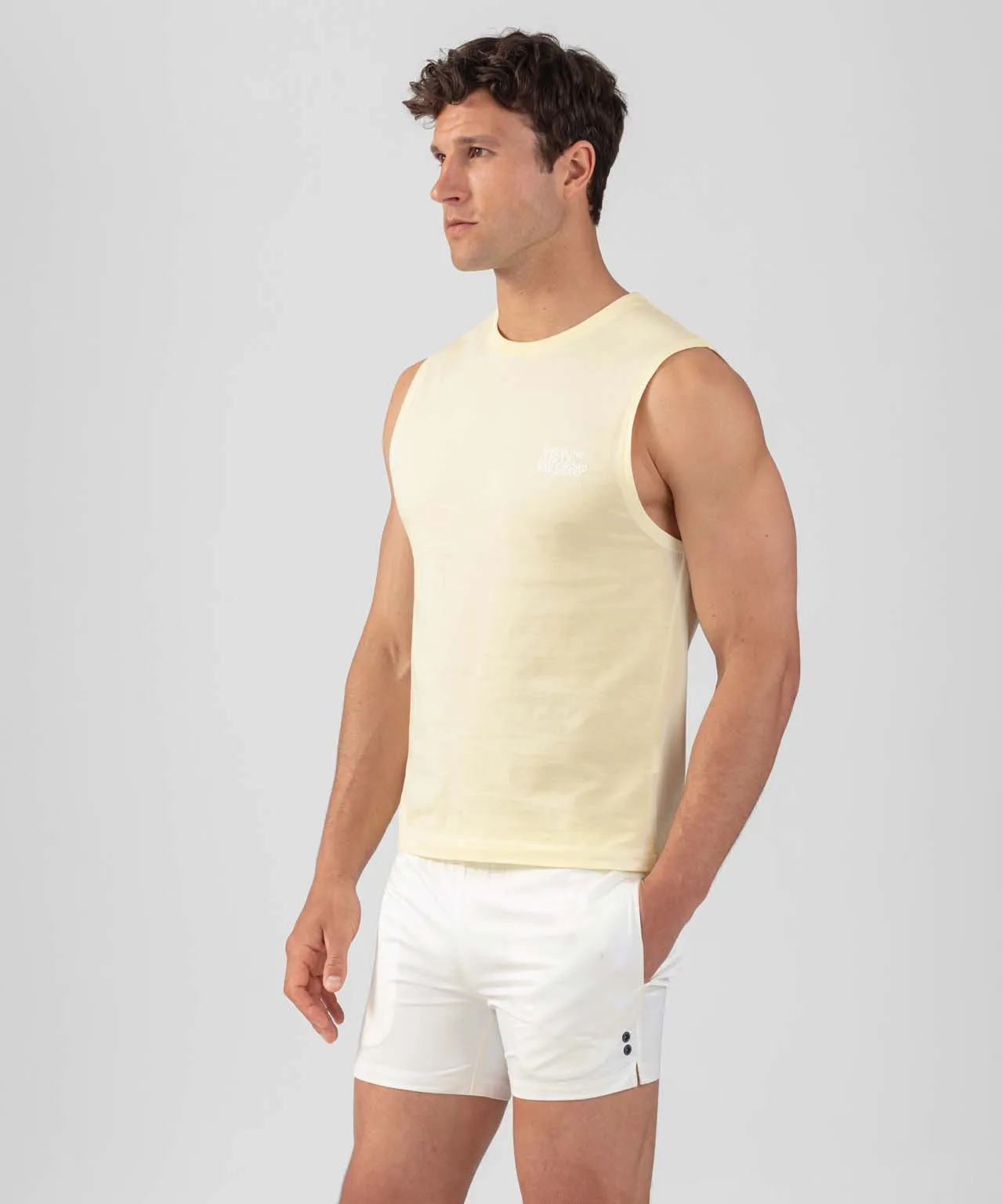Organic Cotton Sleeveless T-Shirt "DISCIPLINE": Scandi Yellow
