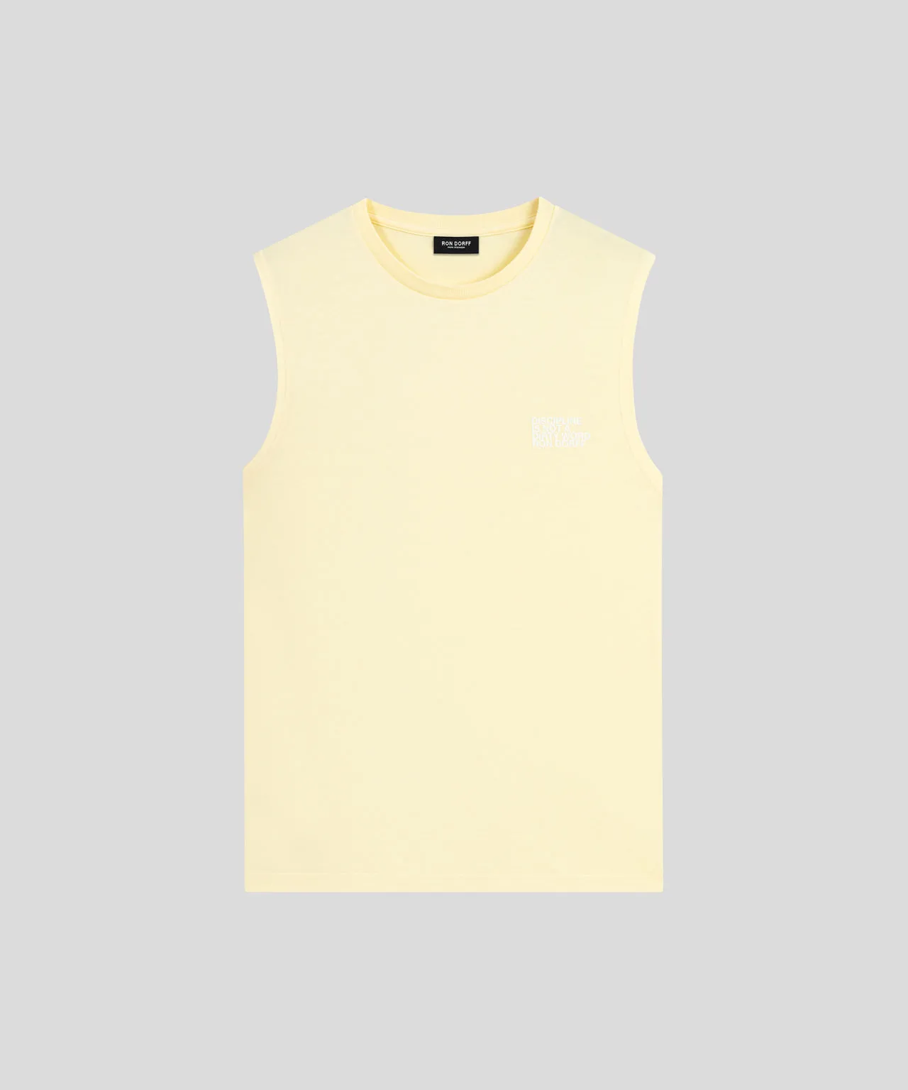 Organic Cotton Sleeveless T-Shirt "DISCIPLINE": Scandi Yellow